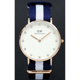 Daniel Wellington Classy Glasgow White Dial Two Tone Nylon Strap Watch For Women - DW00100078