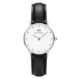 Daniel Wellington Classy Sheffield White Dial Black Leather Strap Watch For Women - DW00100068