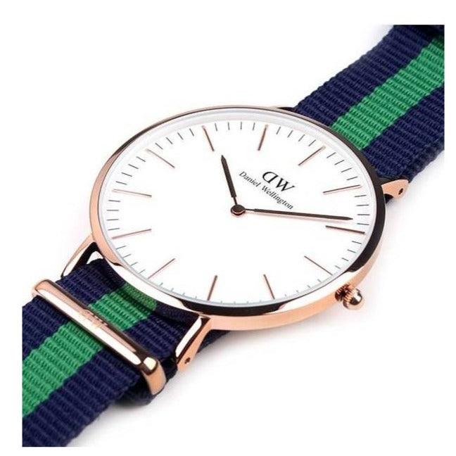 Daniel Wellington Classic Warwick White Dial Two Tone Nylon Strap Watch for Men - DW00100005