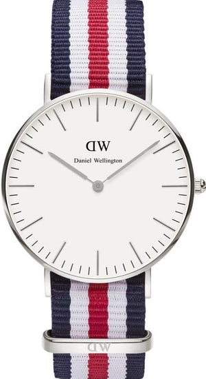 Daniel Wellington Classic Canterbury White Dial Two Tone NATO Strap Watch For Women - DW00100051