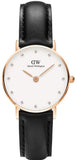 Daniel Wellington Classy Sheffield White Dial Black Leather Strap Watch For Women - DW00100060