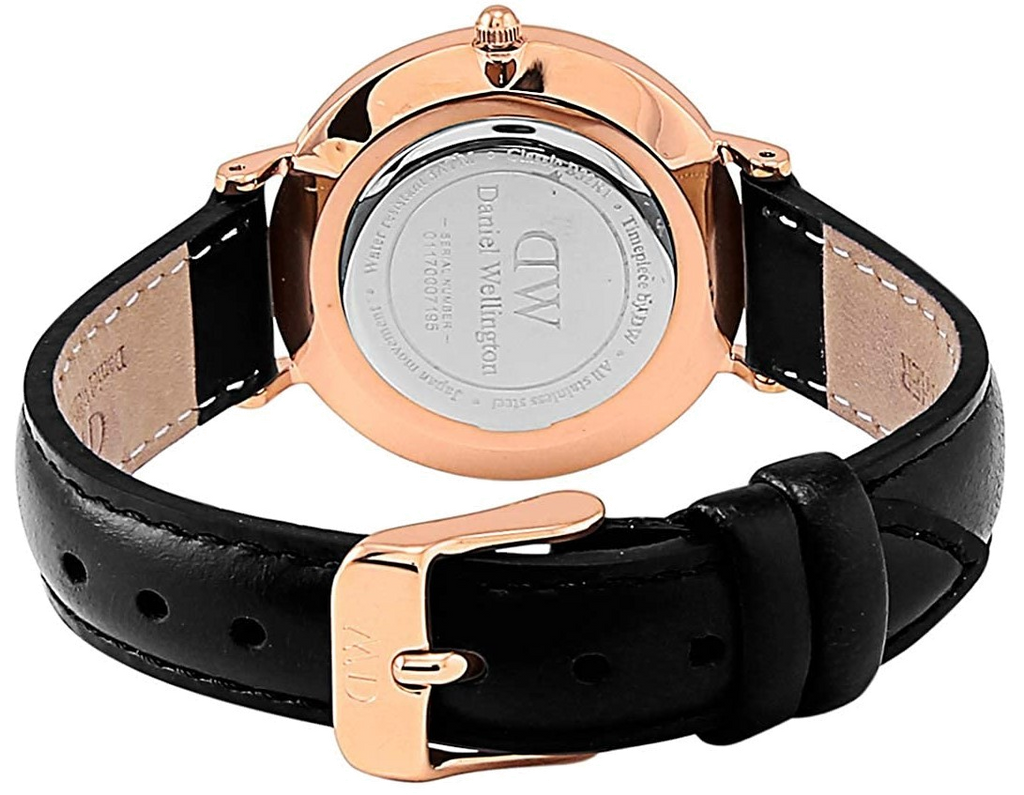 Daniel Wellington Classy Sheffield White Dial Black Leather Strap Watch For Women - DW00100060