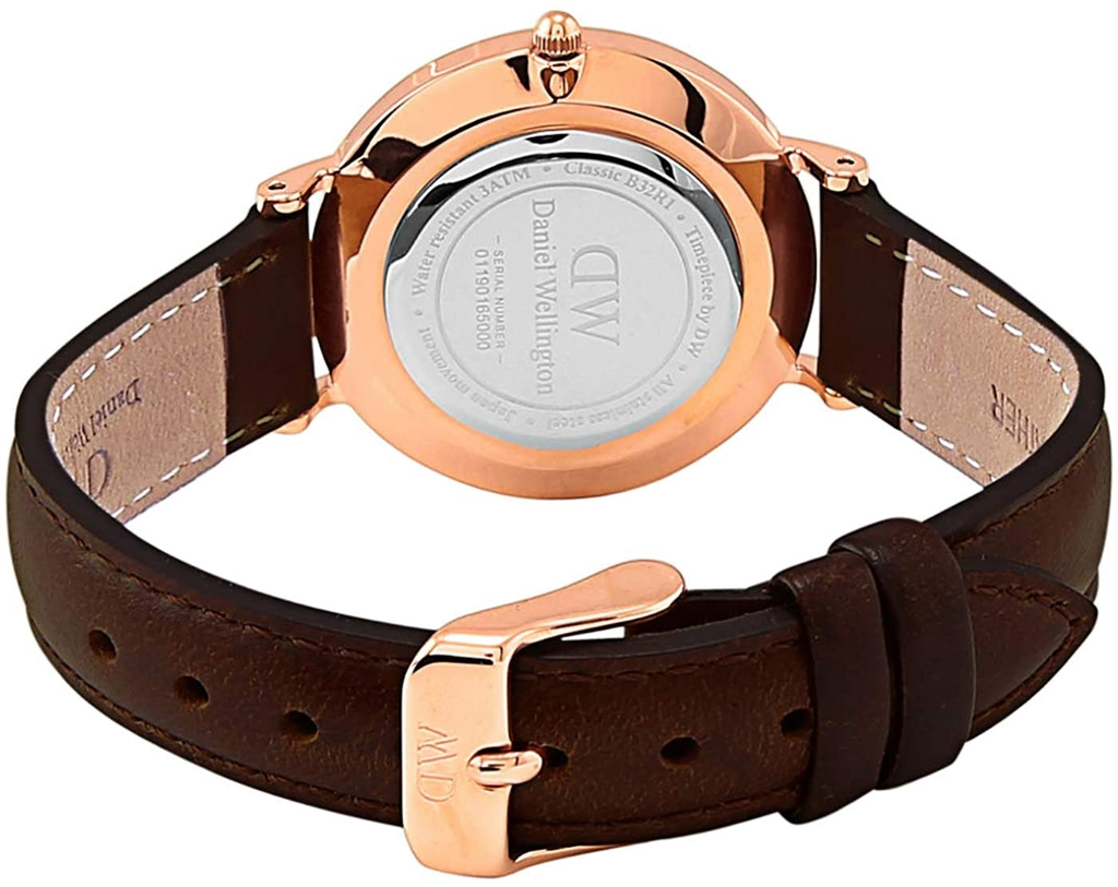 Daniel Wellington Classy York White Dial Brown Leather Strap Watch For Women - DW00100061