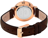 Daniel Wellington Classy York White Dial Brown Leather Strap Watch For Women - DW00100061