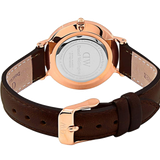 Daniel Wellington Classy York White Dial Brown Leather Strap Watch For Women - DW00100061