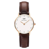 Daniel Wellington Classy Bristol White Dial Brown Leather Strap Watch For Women - DW00100062