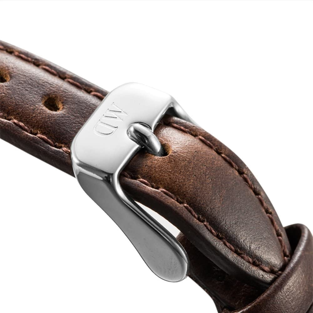 Daniel Wellington Classy Bristol White Dial Brown Leather Strap Watch For Women - DW00100070