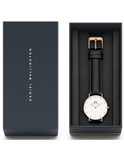 Daniel Wellington Classic Petite Sheffield White Dial Black Leather Strap Watch For Women - DW00100230
