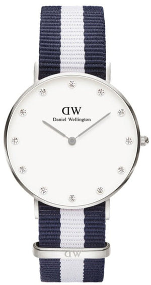Daniel Wellington Classy Glasgow White Dial Two Tone Nylon Strap Watch For Women - DW00100082