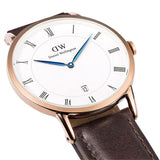 Daniel Wellington Dapper York White Dial Brown Leather Strap Watch For Men - DW00100085