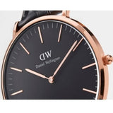 Daniel Wellington Classic Cornwall Black Dial Black NATO Strap Watch For Women - DW00100150