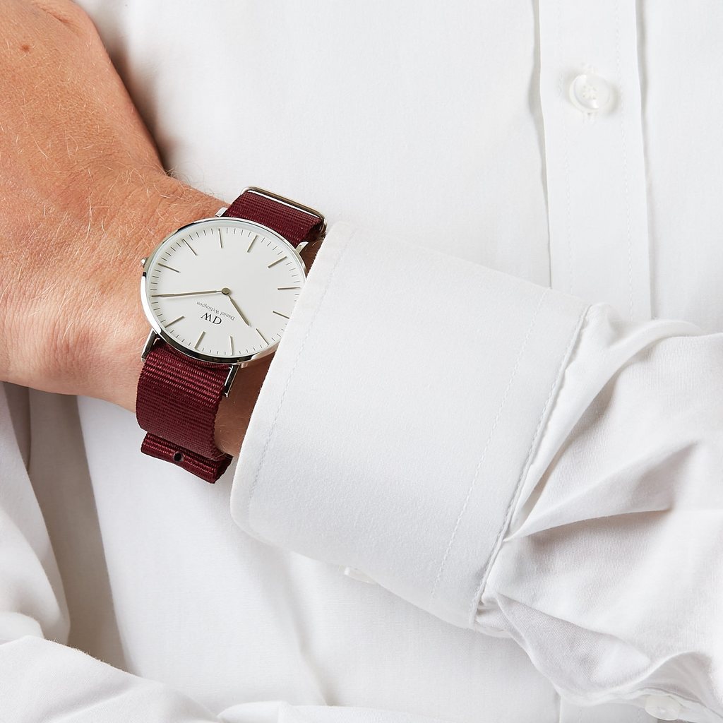 Daniel Wellington Classic Roselyn White Dial Red NATO Strap Watch For Women - DW00100268