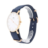 Daniel Wellington Classic Bayswater White Dial Navy Blue NATO Strap Watch For Women - DW00100279