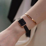 Daniel Wellington Quadro Ashfield Black Dial Black Mesh Strap Watch For Women - DW00100433