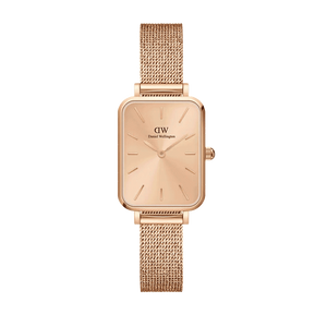 Daniel Wellington Quadro Unitone Rose Gold Dial Rose Gold Mesh Strap Watch For Women - DW00100484