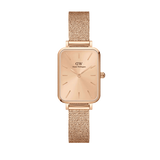 Daniel Wellington Quadro Unitone Rose Gold Dial Rose Gold Mesh Strap Watch For Women - DW00100484