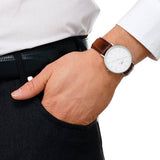 Daniel Wellington Classic St Mawes White Dial Brown Leather Strap Watch For Men - DW00100021