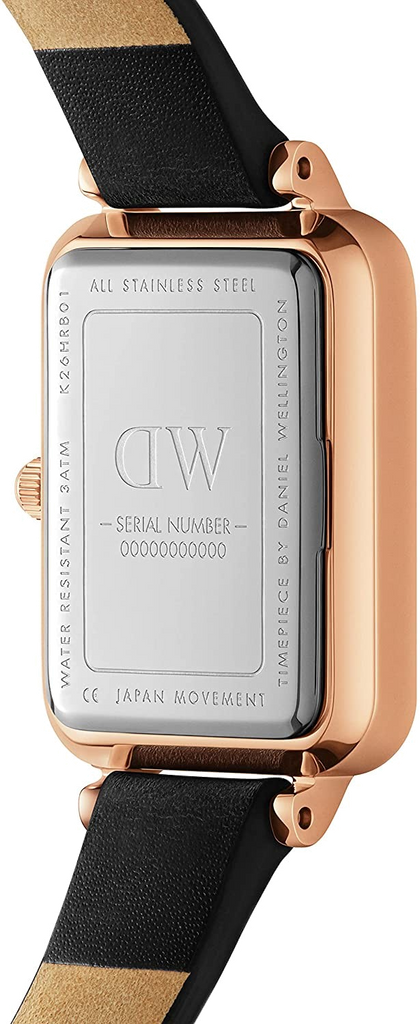 Daniel Wellington Quadro Sheffield Black Dial Black Leather Strap Watch For Women - DW00100435