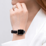 Daniel Wellington Quadro Sheffield Black Dial Black Leather Strap Watch For Women - DW00100435