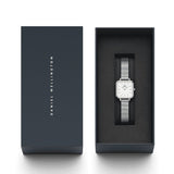 Daniel Wellington Quadro Studio White Dial Silver Mesh Bracelet Watch For Women - DW00100521