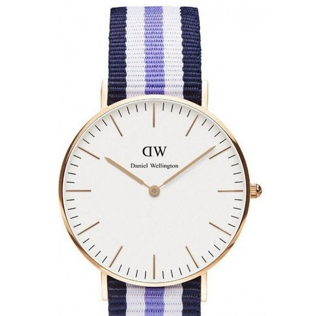 Daniel Wellington Classic Trinity White Dial Three Tone Nylon Strap Watch For Women - 0509DW