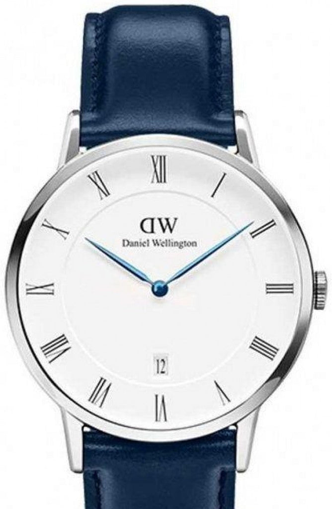 Daniel Wellington Classic Sheffield White Dial Navy Blue Leather Strap Watch For Women - DW00100194