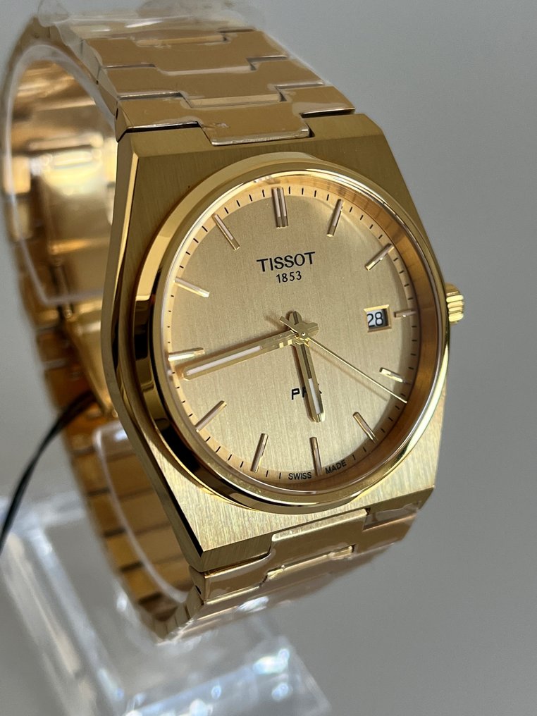 Tissot PRX Champagne Yellow Gold Dial Gold Steel Strap Watch for Men - T137.410.33.021.00