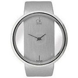 Calvin Klein Glam Transparent Silver Dial Grey Leather Strap Watch for Women - K9423193
