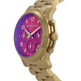 Michael Kors Runway Iridescent Pink Dial Gold Steel Strap Watch for Women - MK5939