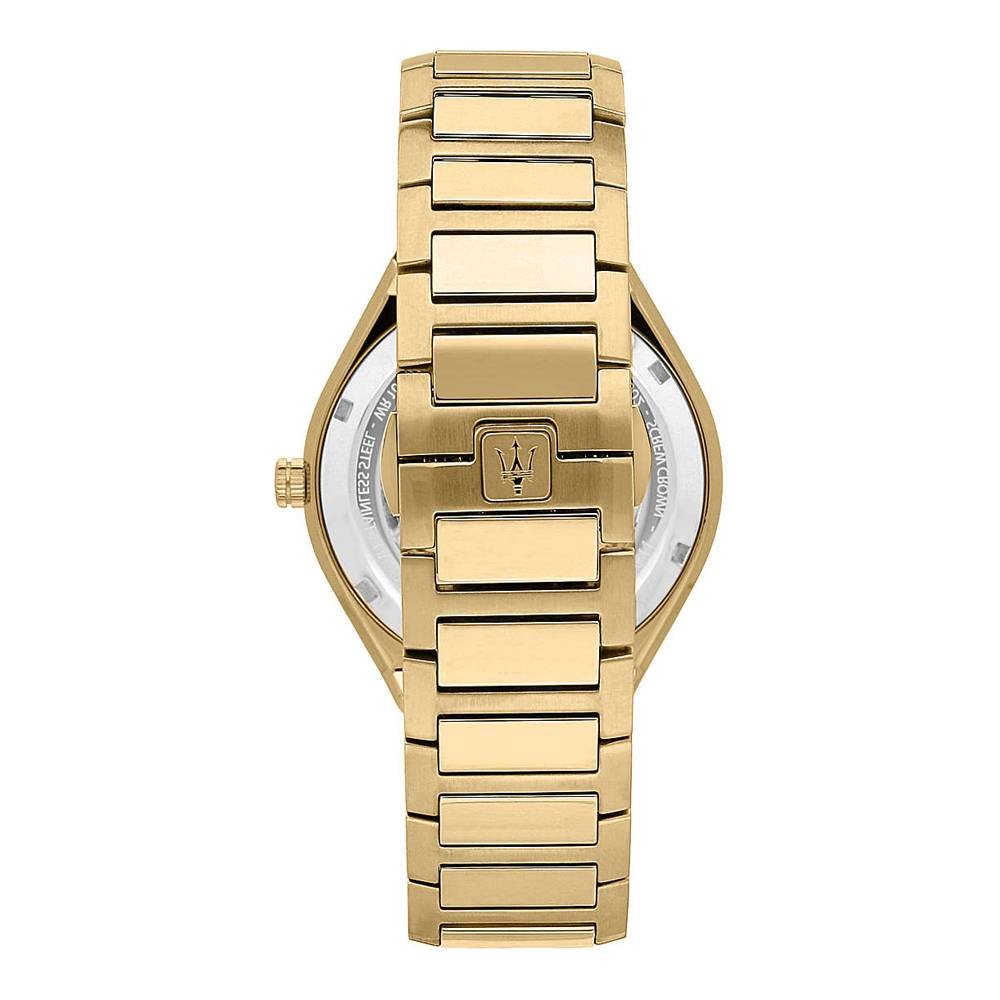 Maserati Stile Black Dial Gold Steel Strap Watch For Men - R8853142004