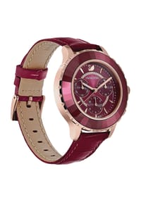 Swarovski Octea Lux Chrono Red Dial Red Leather Strap Watch for Women - 5547642