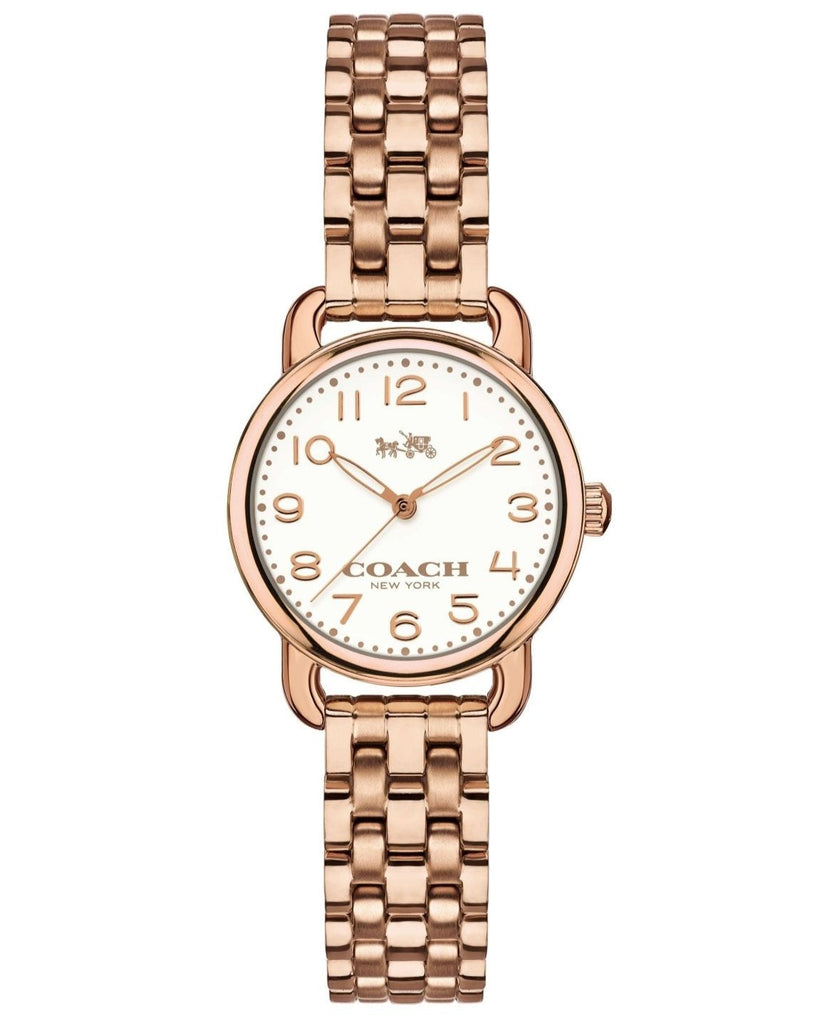Coach Delancey White Dial Rose Gold Steel Strap Watch for Women - 14502262