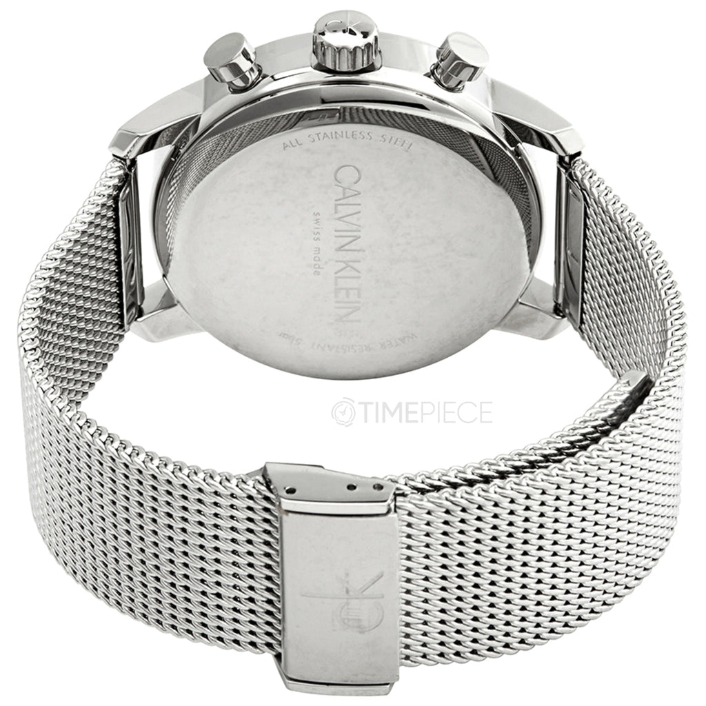 Calvin Klein City Chronograph White Dial Silver Mesh Bracelet Watch for Men - K2G27126
