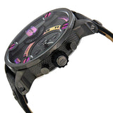 Diesel Badass Chronograph Anthracite Dial Black Leather Strap Watch For Men - DZ7270