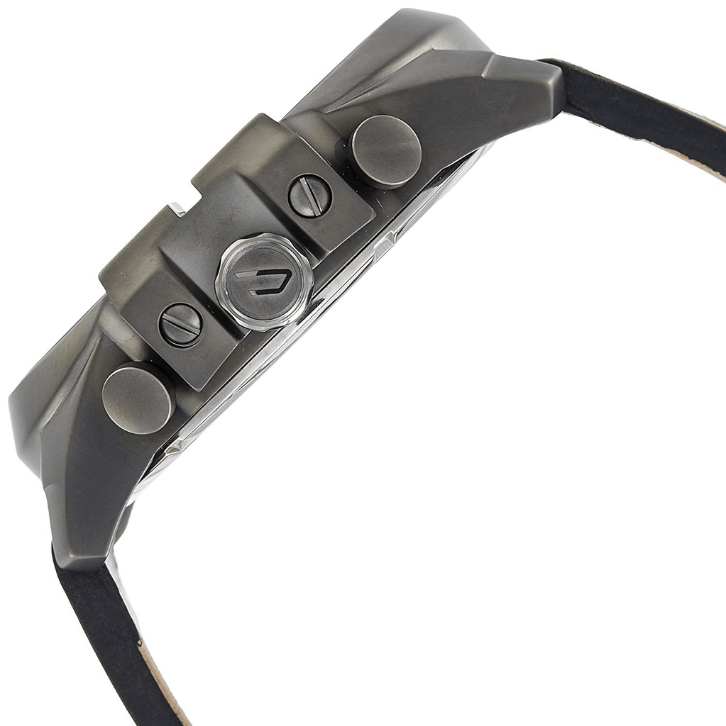 Diesel Mega Chief Chronograph White Dial Brown Leather Strap Watch For Men - DZ4280