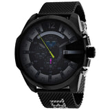 Diesel Mega Chief Chronograph Black Dial Black Mesh Bracelet Watch For Men - DZ4514