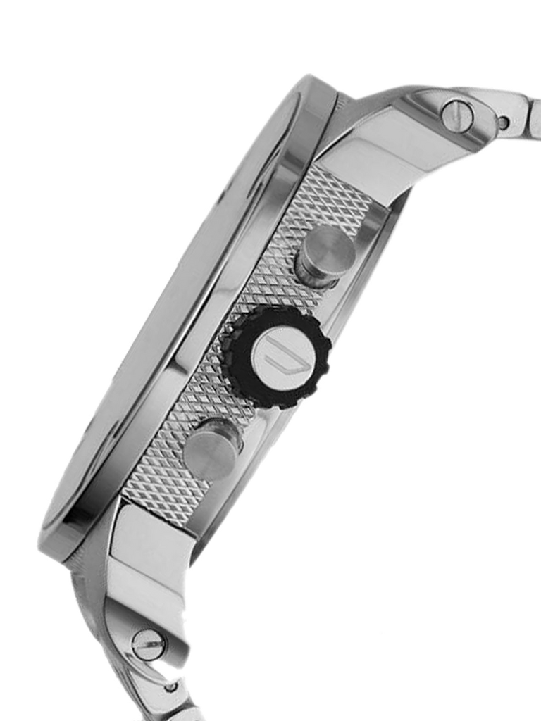 Diesel Little Daddy Chronograph Black Dial Silver Steel Strap Watch For Men - DZ7259