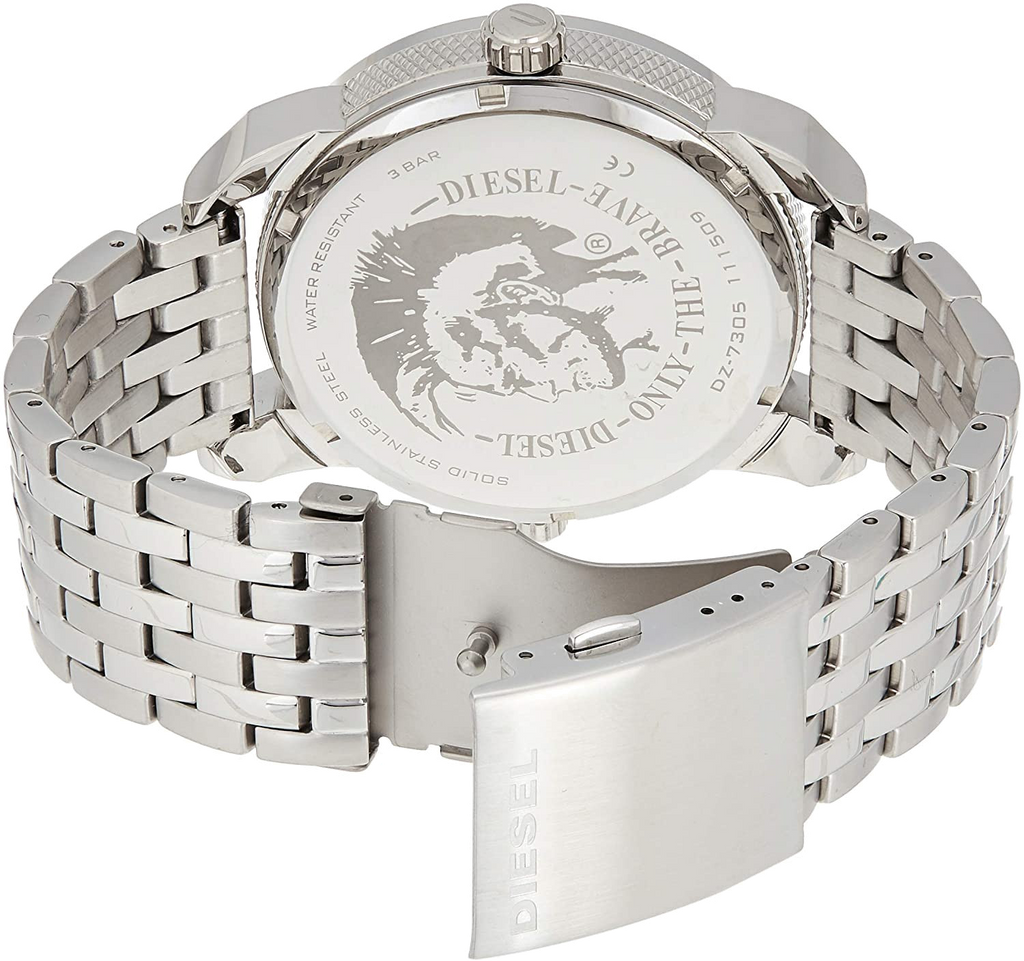 Diesel Mini Daddy Dual Time Silver Dial Stainless Steel Watch For Men - DZ7305