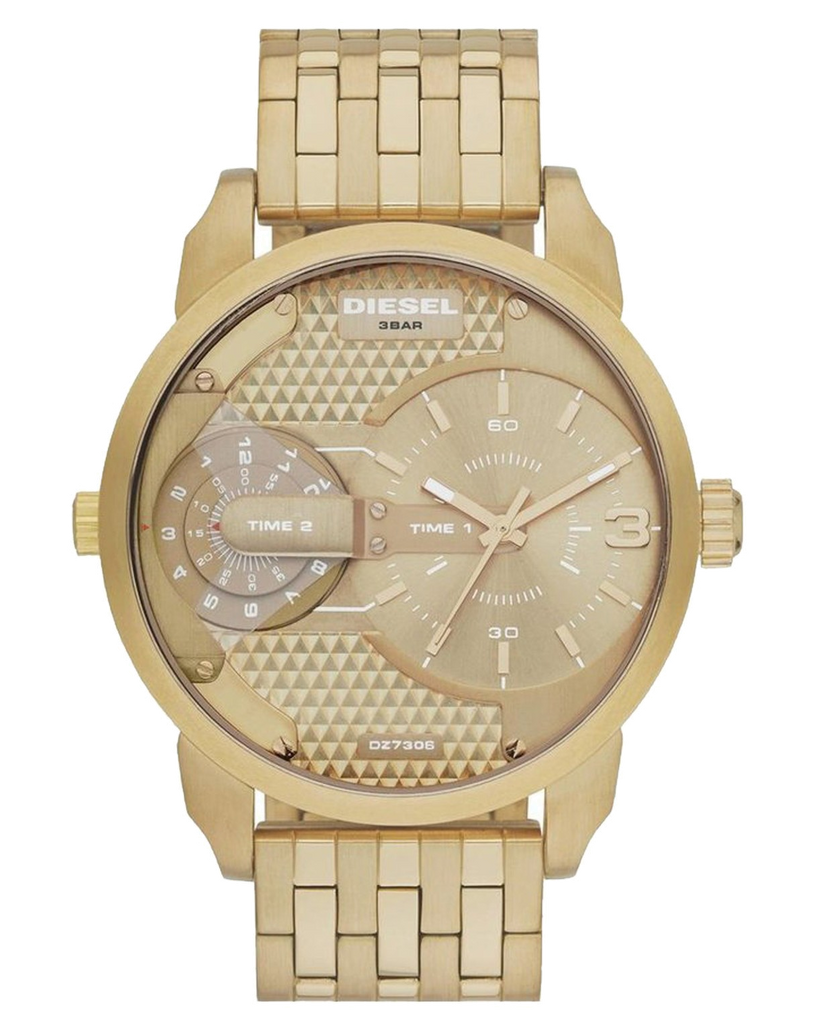 Diesel Mini Daddy Gold Dial Gold Steel Strap Watch For Men - DZ7306