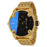 Diesel Mr Daddy Blue Dial Gold Steel Strap Watch For Men - DZ7347