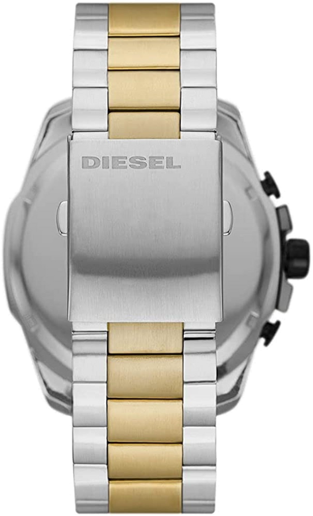 Diesel Mega Chief Chronograph Black Dial Two Tone Steel Strap Watch For Men - DZ4581