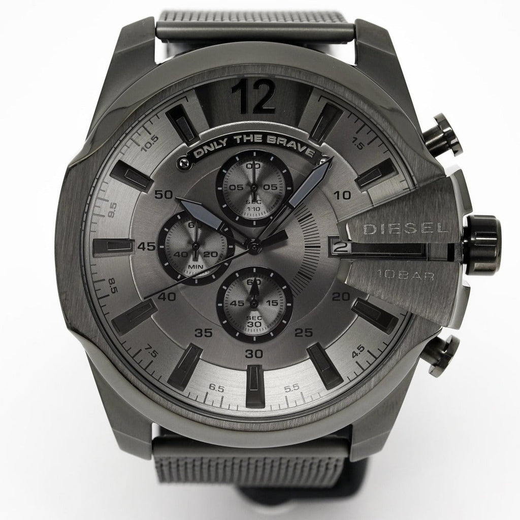 Diesel Mega Chief Chronograph Black Dial Black Mesh Strap Watch For Men - DZ4527