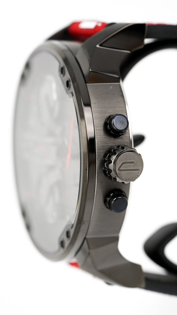 Diesel Mr Daddy 2.0 Chronograph Grey Dial Red Rubber Strap Watch For Men - DZ7423