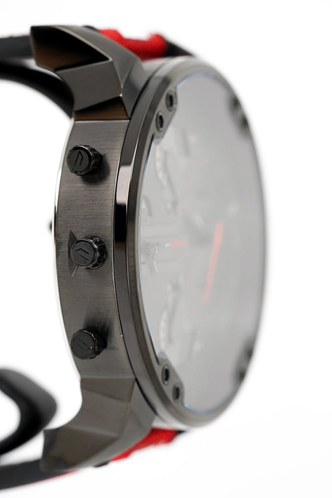 Diesel Mr Daddy 2.0 Chronograph Grey Dial Red Rubber Strap Watch For Men - DZ7423