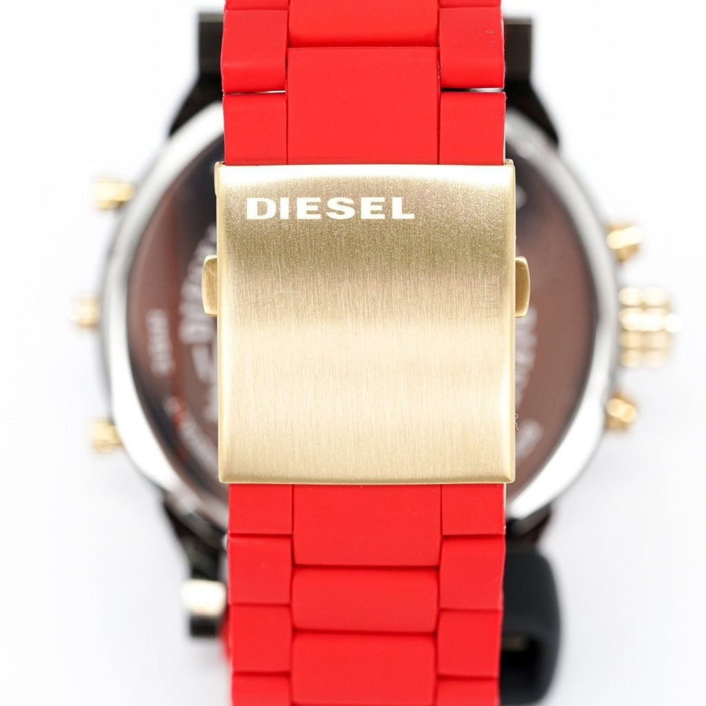 Diesel Mr Daddy 2.0 Chronograph Grey Dial Red Rubber Strap Watch For Men - DZ7430