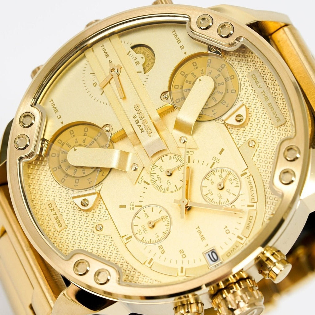 Diesel Mr Daddy 2.0 Chronograph Gold Dial Gold Steel Strap Watch For Men - DZ7399