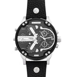 Diesel Mr Daddy Chronograph Black Dial Black Leather Strap Watch For Men - DZ7313