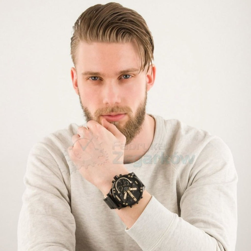 Diesel Mr. Daddy 2.0 Chronograph Black Dial Black Steel Strap Watch For Men - DZ7435