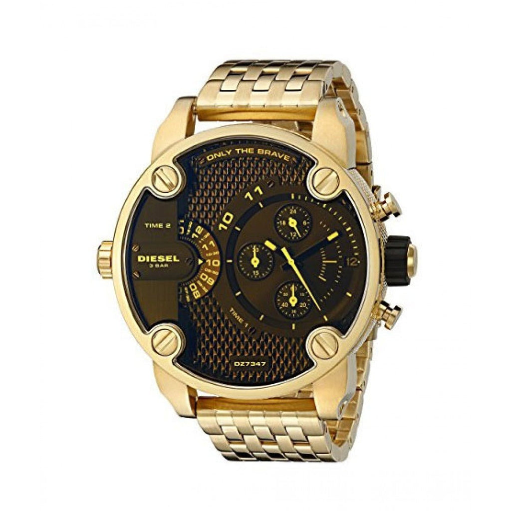 Diesel Mr Daddy Blue Dial Gold Steel Strap Watch For Men - DZ7347