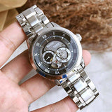 Bulova BVA Dual Aperture Black Dial Silver Steel Strap Watch for Men - 96A119